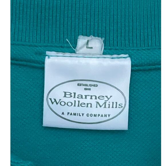 Vintage Unisex Blarney Woollen Mills Ireland Embroidered Green Polo Shirt Large - Picture 4 of 5